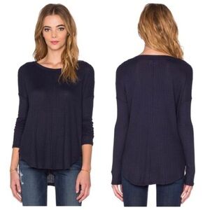 VELVET Espresso Thermal Drop Shoulder Knit Blouse